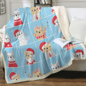 Cutest Christmas Frenchies Love Soft Warm Fleece Blanket - 3 Colors-Blanket-Blankets, French Bulldog, Home Decor-12