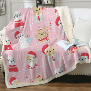Cutest Christmas Frenchies Love Soft Warm Fleece Blanket - 3 Colors-Blanket-Blankets, French Bulldog, Home Decor-13