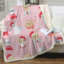 Load image into Gallery viewer, Cutest Christmas Frenchies Love Soft Warm Fleece Blanket - 3 Colors-Blanket-Blankets, French Bulldog, Home Decor-Soft Pink-Small-2