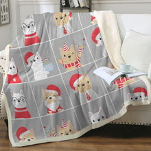 Load image into Gallery viewer, Cutest Christmas Frenchies Love Soft Warm Fleece Blanket - 3 Colors-Blanket-Blankets, French Bulldog, Home Decor-Warm Gray-Small-3