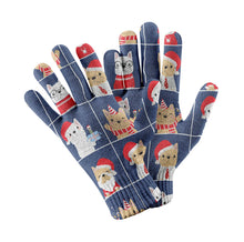 Load image into Gallery viewer, Cutest Christmas Frenchies Love Touch Screen Gloves-Accessories-Accessories, Dog Dad Gifts, Dog Mom Gifts, French Bulldog, Gloves-Navy-3