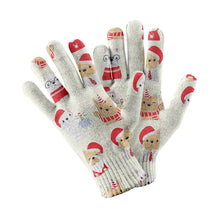 Load image into Gallery viewer, Cutest Christmas Frenchies Love Touch Screen Gloves-Accessories-Accessories, Dog Dad Gifts, Dog Mom Gifts, French Bulldog, Gloves-White-1