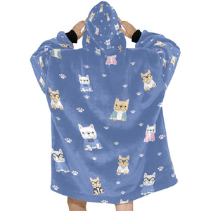 Cutest College Frenchies Love Blanket Hoodie for Women-Apparel-Apparel, Blankets-4