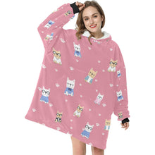 Load image into Gallery viewer, Cutest College Frenchies Love Blanket Hoodie for Women - 4 Colors-Apparel-Apparel, Blankets, French Bulldog-Light Pink-3