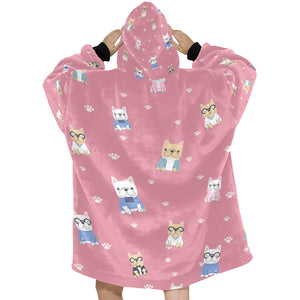 Cutest College Frenchies Love Blanket Hoodie for Women-Apparel-Apparel, Blankets-5