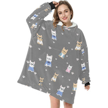 Load image into Gallery viewer, Cutest College Frenchies Love Blanket Hoodie for Women - 4 Colors-Apparel-Apparel, Blankets, French Bulldog-Gray-7