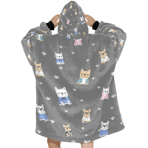 Cutest College Frenchies Love Blanket Hoodie for Women - 4 Colors-Apparel-Apparel, Blankets, French Bulldog-8