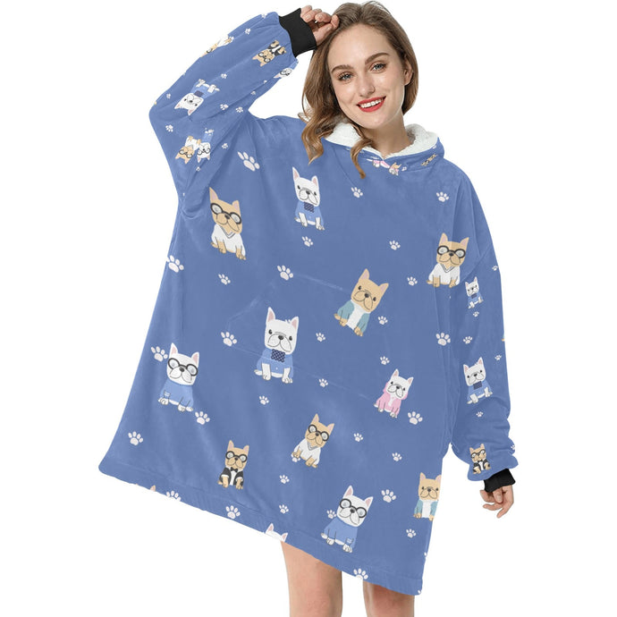 Cutest College Frenchies Love Blanket Hoodie for Women-Apparel-Apparel, Blankets-3