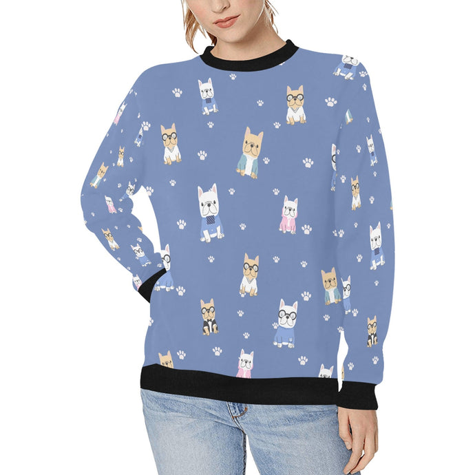 Cutest College Frenchies Love Women's Sweatshirt-Apparel-Apparel, French Bulldog, Sweatshirt-CornflowerBlue-XS-5