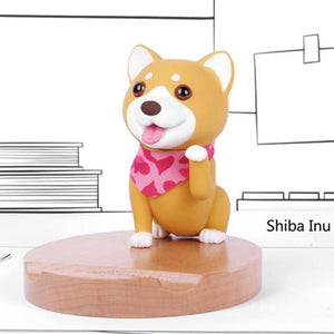 Image of a Shiba Inu phone holder in smiling Shiba Inu design