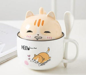 Cutest Dual Use Husky Love Ceramic Coffee Mug-Mug-Dogs, Mugs, Siberian Husky-Cat - Light Orange-350ml-6