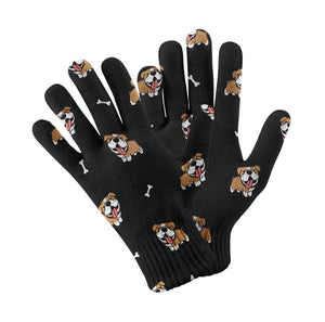 Cutest English Bulldog Love Touch Screen Gloves-Accessories-Accessories, Dog Dad Gifts, Dog Mom Gifts, English Bulldog, Gloves-Black-1