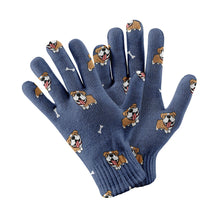 Load image into Gallery viewer, Cutest English Bulldog Love Touch Screen Gloves-Accessories-Accessories, Dog Dad Gifts, Dog Mom Gifts, English Bulldog, Gloves-Navy-4