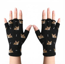 Load image into Gallery viewer, Cutest Fawn Chihuahua Love Touch Screen Gloves-Accessories-Accessories,Chihuahua,Dog Dad Gifts,Dog Mom Gifts,Gloves-Black-Fingerless Gloves-1