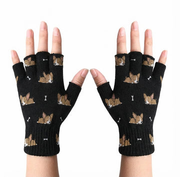 Cutest Fawn Chihuahua Love Touch Screen Gloves Fingerless Black 360x