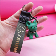 Load image into Gallery viewer, Image of french bullldog keychain in the color green