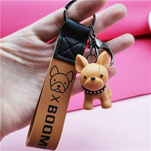 Load image into Gallery viewer, Image of french bullldog keychain in the color brown