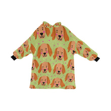 Load image into Gallery viewer, Cutest Golden Retriever Love Blanket Hoodie for Women - 4 Colors-Blanket-Blanket Hoodie, Blankets, Golden Retriever-Green-11