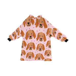 Cutest Golden Retriever Love Blanket Hoodie for Women - 4 Colors-Blanket-Blanket Hoodie, Blankets, Golden Retriever-Light Pink-13