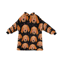 Load image into Gallery viewer, Cutest Golden Retriever Love Blanket Hoodie for Women - 4 Colors-Blanket-Blanket Hoodie, Blankets, Golden Retriever-Black-15