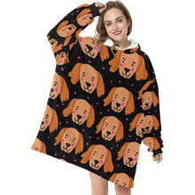 Load image into Gallery viewer, Cutest Golden Retriever Love Blanket Hoodie for Women - 4 Colors-Blanket-Blanket Hoodie, Blankets, Golden Retriever-7