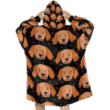 Load image into Gallery viewer, Cutest Golden Retriever Love Blanket Hoodie for Women - 4 Colors-Blanket-Blanket Hoodie, Blankets, Golden Retriever-8