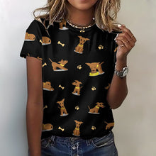 Load image into Gallery viewer, Cutest Greyhound / Whippet Love All Over Print Women&#39;s Cotton T-Shirt - 4 Colors-Apparel-Apparel, Greyhound, Shirt, T Shirt, Whippet-2XS-Black-15
