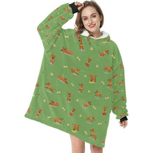 Load image into Gallery viewer, Cutest Greyhound / Whippet Love Blanket Hoodie for Women-Blanket-Apparel, Blanket Hoodie, Blankets, Greyhound, Whippet-Olive Green-1