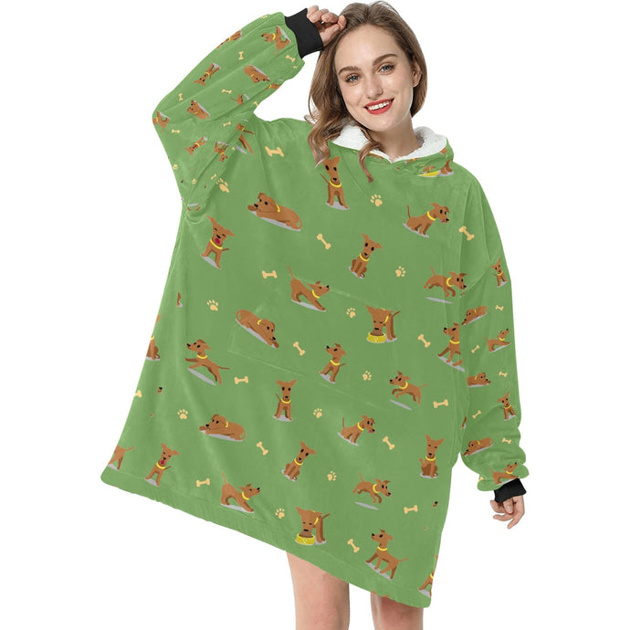 Cutest Greyhound / Whippet Love Blanket Hoodie for Women-Blanket-Apparel, Blanket Hoodie, Blankets, Greyhound, Whippet-Olive Green-1