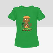 Load image into Gallery viewer, Cutest Halloween Dachshunds Women&#39;s Cotton T-Shirts - 2 Designs - 4 Colors-Apparel-Apparel, Dachshund, Halloween, Shirt, T Shirt-You Are the Pumpkin To My Spice-Green-Small-12
