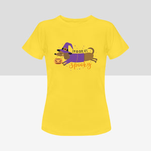 Cutest Halloween Dachshunds Women's Cotton T-Shirts - 2 Designs - 4 Colors-Apparel-Apparel, Dachshund, Halloween, Shirt, T Shirt-So Cute Its Spooky-Yellow-Small-6
