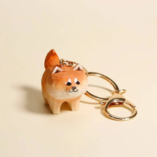 Load image into Gallery viewer, Cutest Handmade Wood Carved Shiba Inu Keychain-2