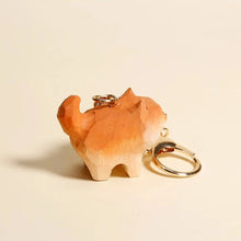 Load image into Gallery viewer, Cutest Handmade Wood Carved Shiba Inu Keychain-3