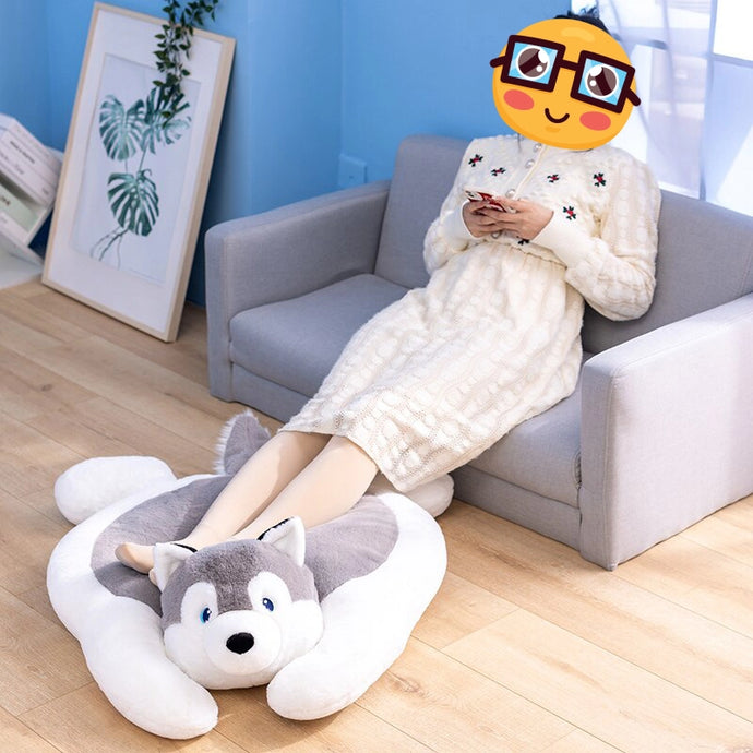 Cutest Husky Stuffed Plush Floor and Feet Cushions-Stuffed Animals-Home Decor, Siberian Husky, Stuffed Animal-1