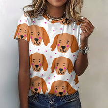 Load image into Gallery viewer, Cutest Irish Setter Love All Over Print Women&#39;s Cotton T-Shirt - 4 Colors-Apparel-Apparel, Irish Setter, Shirt, T Shirt-2XS-White-1