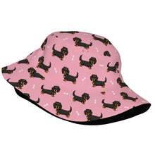 Load image into Gallery viewer, Cutest Long Haired Black Tan Dachshund Bucket Hat-Hats &amp; Caps-Accessories,Dachshund,Dog Dad Gifts,Dog Mom Gifts,Hats-10