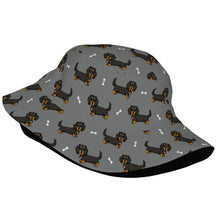 Load image into Gallery viewer, Cutest Long Haired Black Tan Dachshund Bucket Hat-Hats &amp; Caps-Accessories,Dachshund,Dog Dad Gifts,Dog Mom Gifts,Hats-26