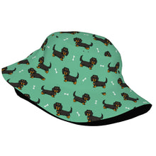 Load image into Gallery viewer, Cutest Long Haired Black Tan Dachshund Bucket Hat-Hats &amp; Caps-Accessories,Dachshund,Dog Dad Gifts,Dog Mom Gifts,Hats-34