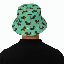 Load image into Gallery viewer, Cutest Long Haired Black Tan Dachshund Bucket Hat-Hats &amp; Caps-Accessories,Dachshund,Dog Dad Gifts,Dog Mom Gifts,Hats-37