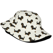 Load image into Gallery viewer, Cutest Long Haired Black Tan Dachshund Bucket Hat-Hats &amp; Caps-Accessories,Dachshund,Dog Dad Gifts,Dog Mom Gifts,Hats-42