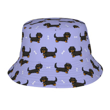 Load image into Gallery viewer, Cutest Long Haired Black Tan Dachshund Bucket Hat-Hats &amp; Caps-Accessories,Dachshund,Dog Dad Gifts,Dog Mom Gifts,Hats-Lavender Purple-One Size-1