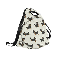 Load image into Gallery viewer, Cutest Long Haired Black Tan Dachshund Neoprene Lunch Bag-3