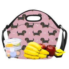 Load image into Gallery viewer, Cutest Long Haired Black Tan Dachshund Neoprene Lunch Bag-9
