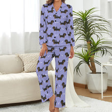 Load image into Gallery viewer, Cutest Long Haired Black Tan Dachshund Pajamas Set for Women-Lavender Purple-XS-7