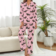 Load image into Gallery viewer, Cutest Long Haired Black Tan Dachshund Pajamas Set for Women-Light Pink-XS-1