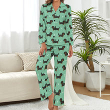 Load image into Gallery viewer, Cutest Long Haired Black Tan Dachshund Pajamas Set for Women-Mint Green-XS-6