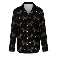 Load image into Gallery viewer, Cutest Long Haired Black Tan Dachshund Women&#39;s Shirt-S-Black-26