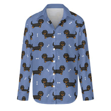 Load image into Gallery viewer, Cutest Long Haired Black Tan Dachshund Women&#39;s Shirt-S-CornflowerBlue-5