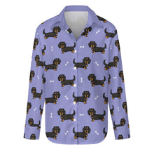 Load image into Gallery viewer, Cutest Long Haired Black Tan Dachshund Women&#39;s Shirt-S-CornflowerBlue_1-14