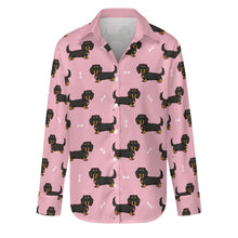 Load image into Gallery viewer, Cutest Long Haired Black Tan Dachshund Women&#39;s Shirt-S-Pink1-1